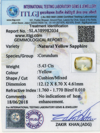 Yellow Sapphire - 5.43 Carat