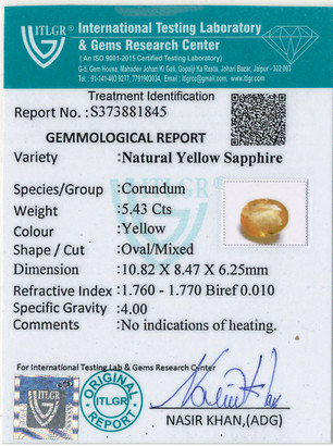 Yellow Sapphire - 5.43 Carat