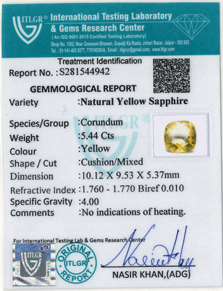 Yellow Sapphire - 5.44 Carat