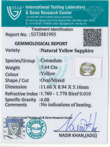 Yellow Sapphire - 5.44 Carat