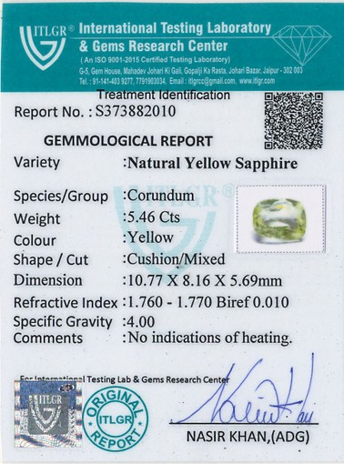 Yellow Sapphire - 5.46 Carat