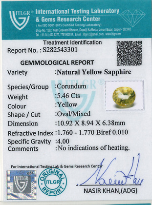 Yellow Sapphire - 5.46 Carat