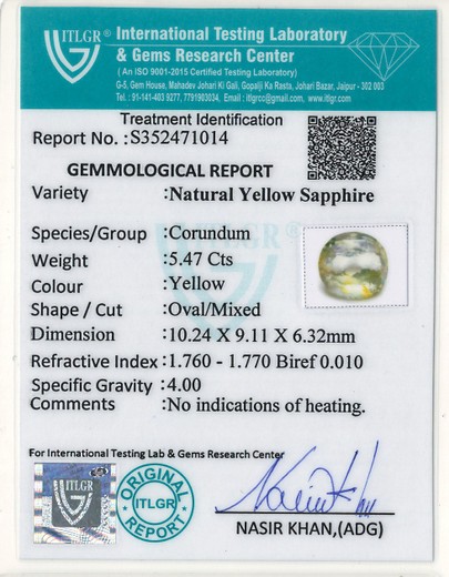 Yellow Sapphire - 5.47 Carat