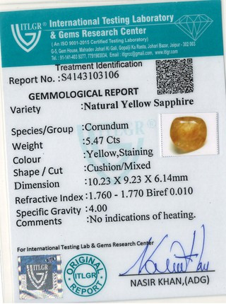 Yellow Sapphire - 5.47 Carat