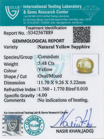 Yellow Sapphire - 5.48 Carat