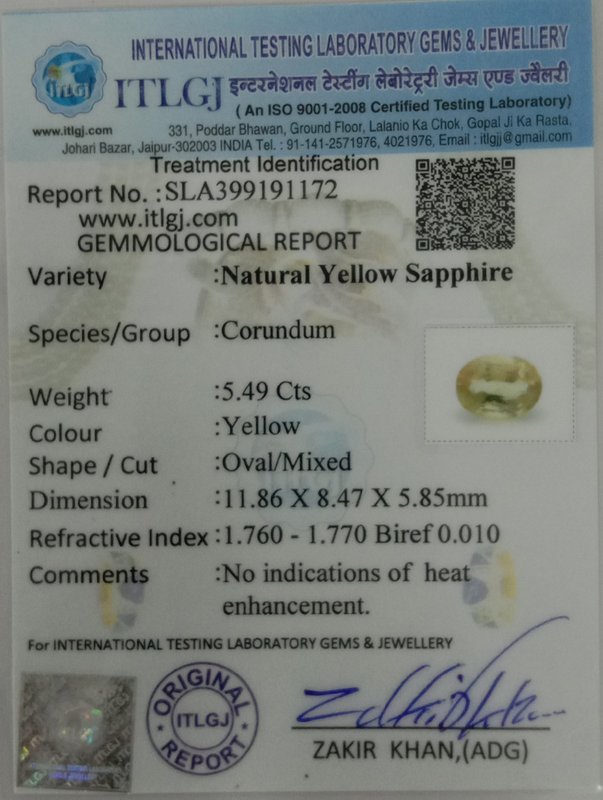 Yellow Sapphire - 5.49 Carat