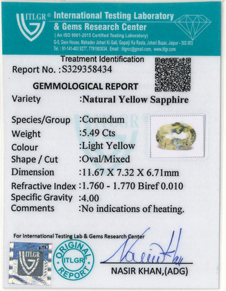 Yellow Sapphire - 5.49 Carat