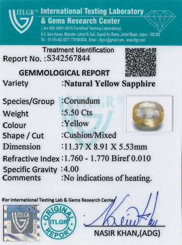 Yellow Sapphire - 5.5 Carat