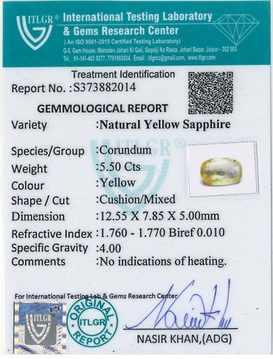 Yellow Sapphire - 5.5 Carat