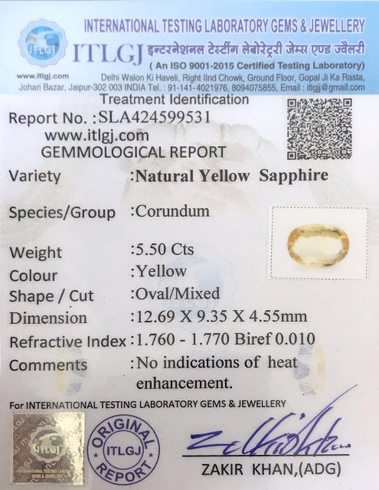 Yellow Sapphire - 5.5 Carat