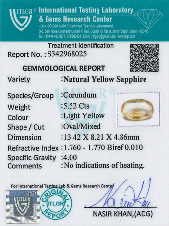 Yellow Sapphire - 5.52 Carat