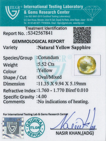 Yellow Sapphire - 5.52 Carat