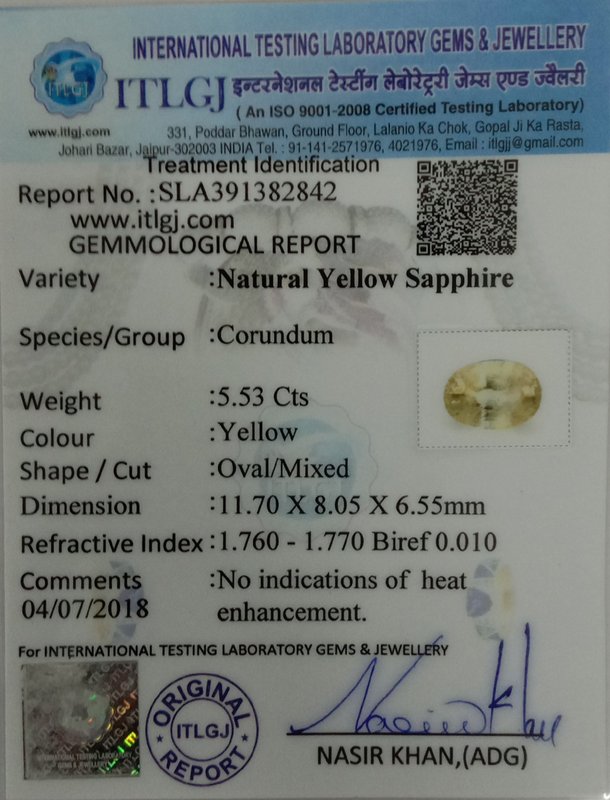 Yellow Sapphire - 5.53 Carat
