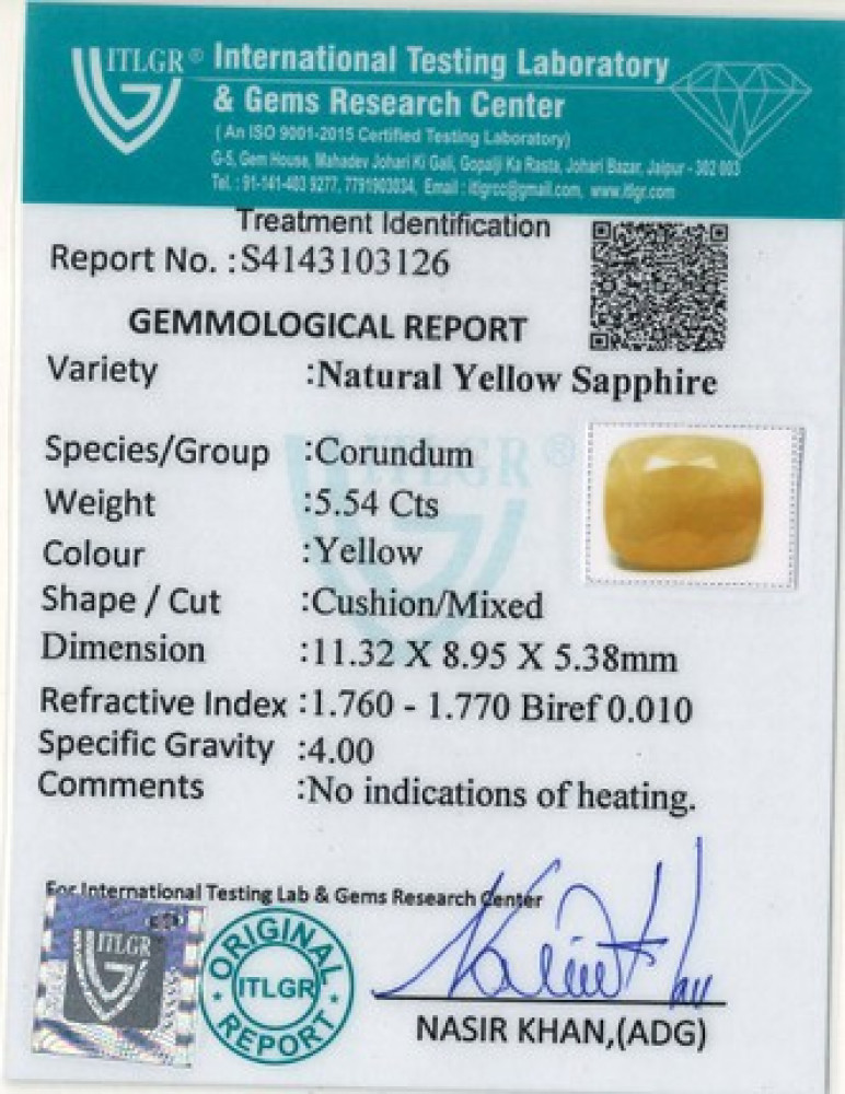 Yellow Sapphire - 5.54 Carat