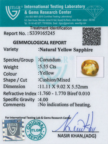 Yellow Sapphire - 5.55 Carat