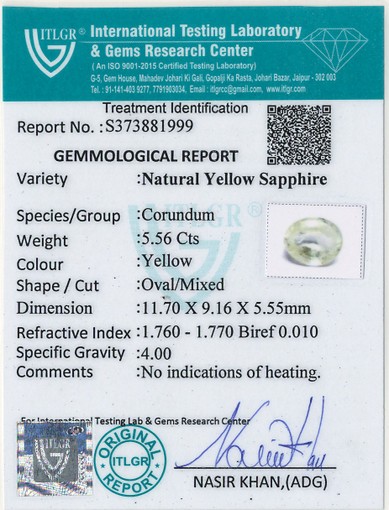 Yellow Sapphire - 5.56 Carat