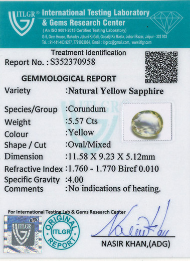 Yellow Sapphire - 5.57 Carat