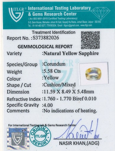 Yellow Sapphire - 5.58 Carat