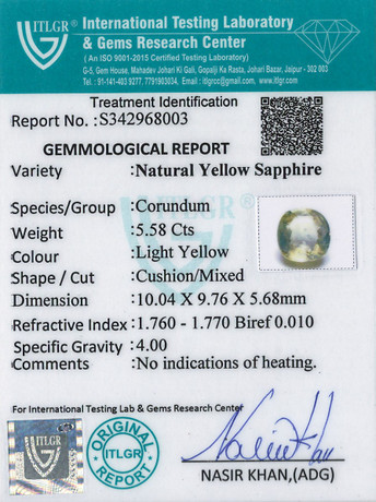 Yellow Sapphire - 5.58 Carat