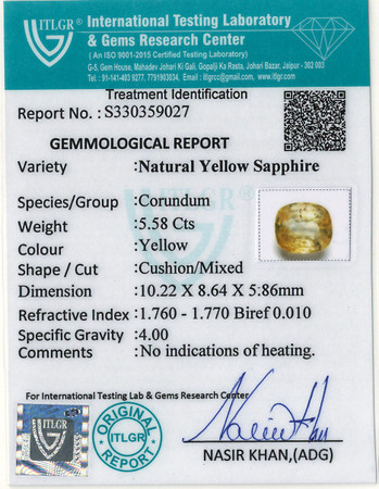 Yellow Sapphire - 5.58 Carat