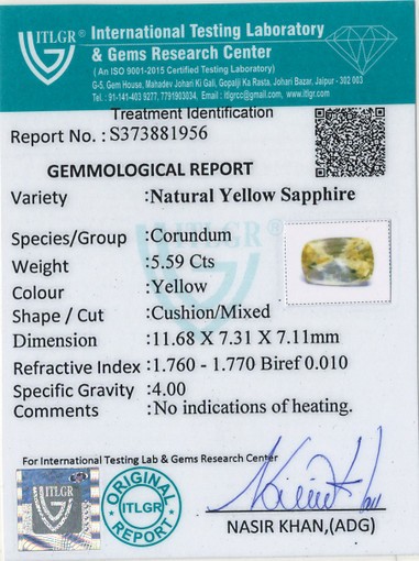 Yellow Sapphire - 5.59 Carat