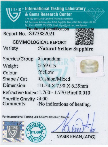 Yellow Sapphire - 5.59 Carat
