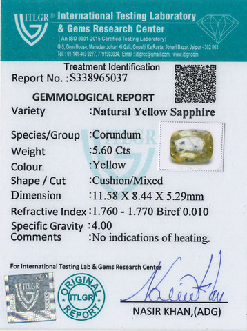 Yellow Sapphire - 5.6 Carat