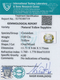 Yellow Sapphire - 5.6 Carat