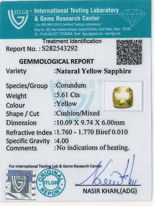 Yellow Sapphire - 5.61 Carat