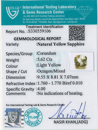Yellow Sapphire - 5.62 Carat