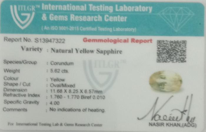 Yellow Sapphire - 5.62 Carat