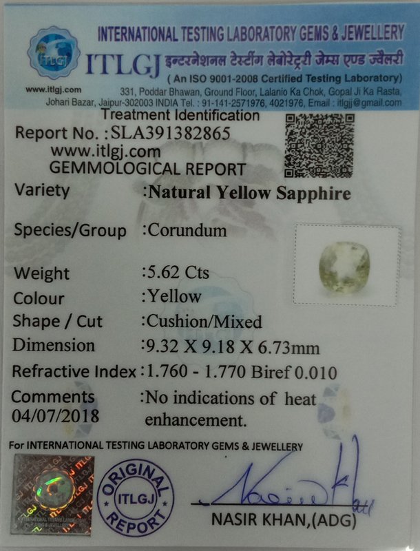 Yellow Sapphire - 5.62 Carat