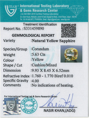 Yellow Sapphire - 5.63 Carat