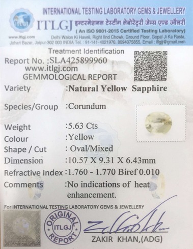 Yellow Sapphire - 5.63 Carat