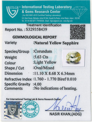Yellow Sapphire - 5.63 Carat