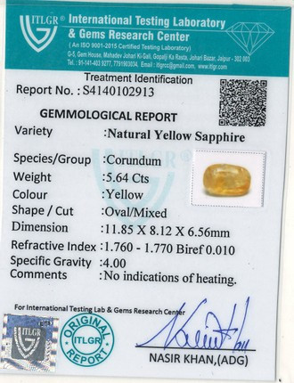 Yellow Sapphire - 5.64 Carat