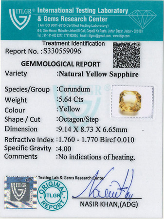 Yellow Sapphire - 5.64 Carat