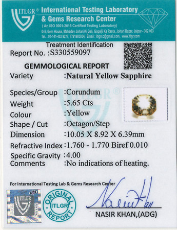Yellow Sapphire - 5.65 Carat