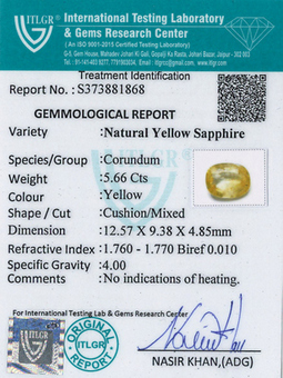 Yellow Sapphire - 5.66 Carat