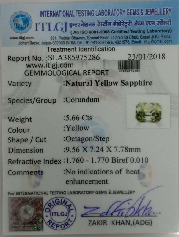 Yellow Sapphire - 5.66 Carat