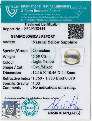 Yellow Sapphire - 5.68 Carat