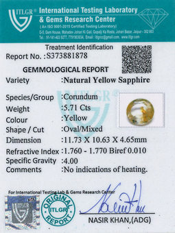 Yellow Sapphire - 5.71 Carat