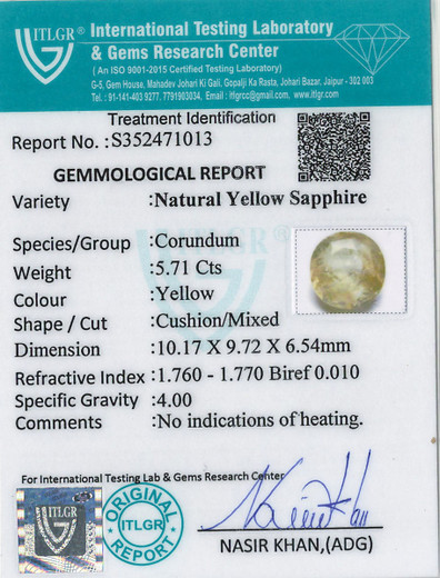 Yellow Sapphire - 5.71 Carat