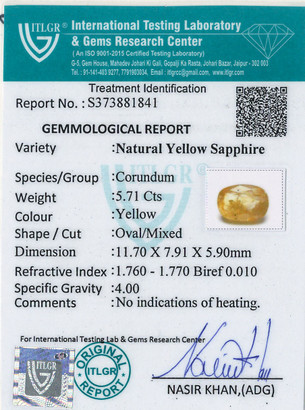 Yellow Sapphire - 5.71 Carat