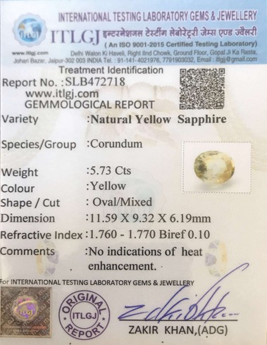 Yellow Sapphire - 5.73 Carat