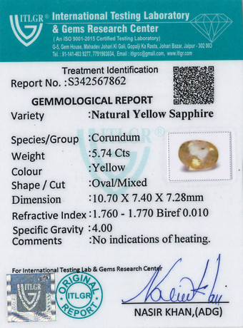 Yellow Sapphire - 5.74 Carat