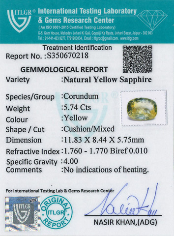Yellow Sapphire - 5.74 Carat