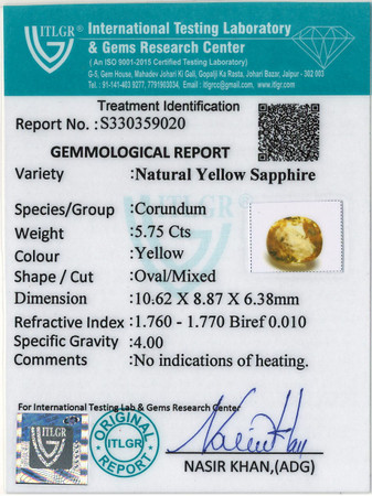 Yellow Sapphire - 5.75 Carat