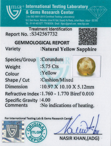 Yellow Sapphire - 5.75 Carat
