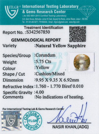 Yellow Sapphire - 5.75 Carat
